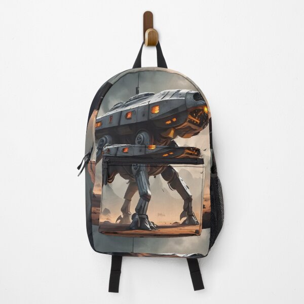 Item preview, UFO Futuristic Walking Robot Tank in Desert | Sci-Fi Mech Warrior Art designed and sold by Bhaskar Digital Art.