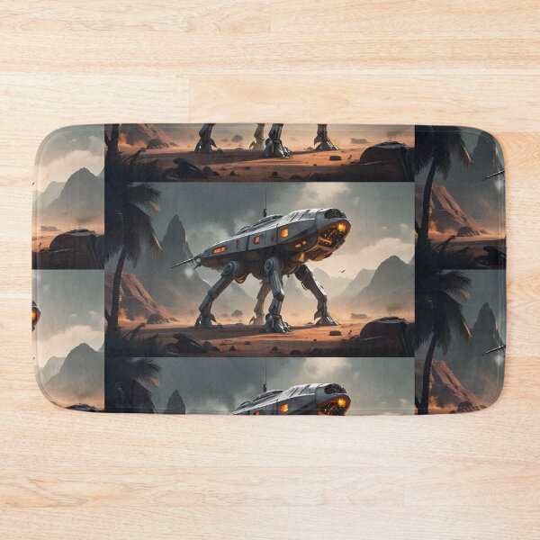 Item preview, UFO Futuristic Walking Robot Tank in Desert | Sci-Fi Mech Warrior Art designed and sold by Bhaskar Digital Art.