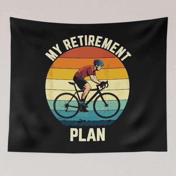 Item preview, My Retirement Plan Cycling - Funny Bicycle Cyclist Retro Sunset Art designed and sold by BendyBeasts.