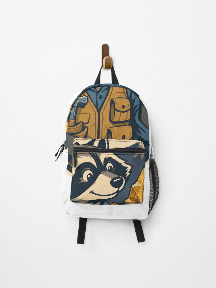 Thumbnail 1 of 3, Backpack, Rockhound Raccoon designed and sold by LaunchUIStudio.