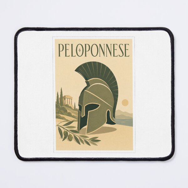 Item preview, Peloponnese Spartan Helmet Travel Poster designed and sold by Beyond Destinations.