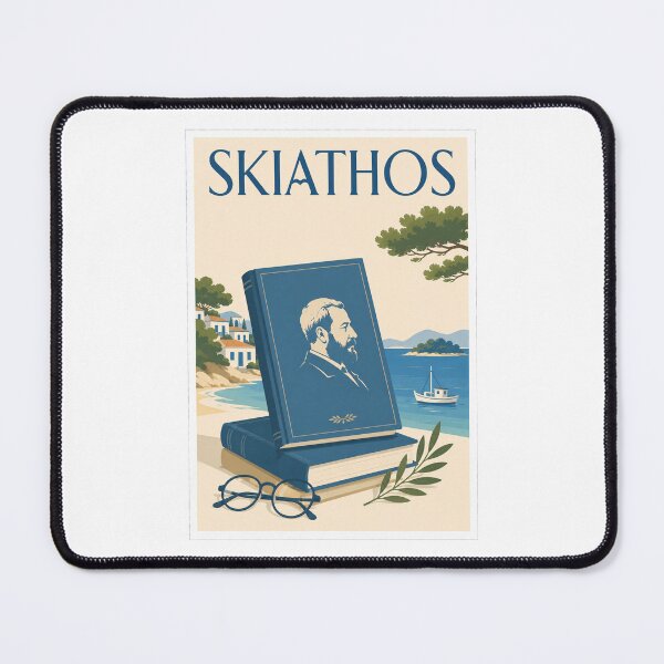 Item preview, Skiathos Papadiamantis Books Travel Poster designed and sold by Beyond Destinations.