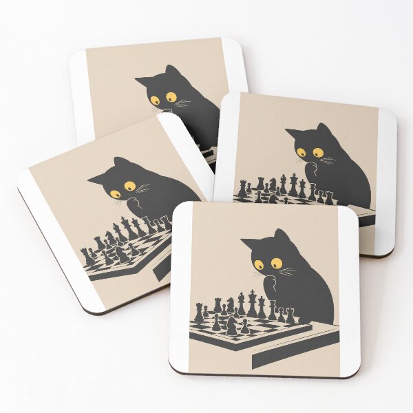 Item preview, Black Cat Playing Chess designed and sold by PurrfectHome.