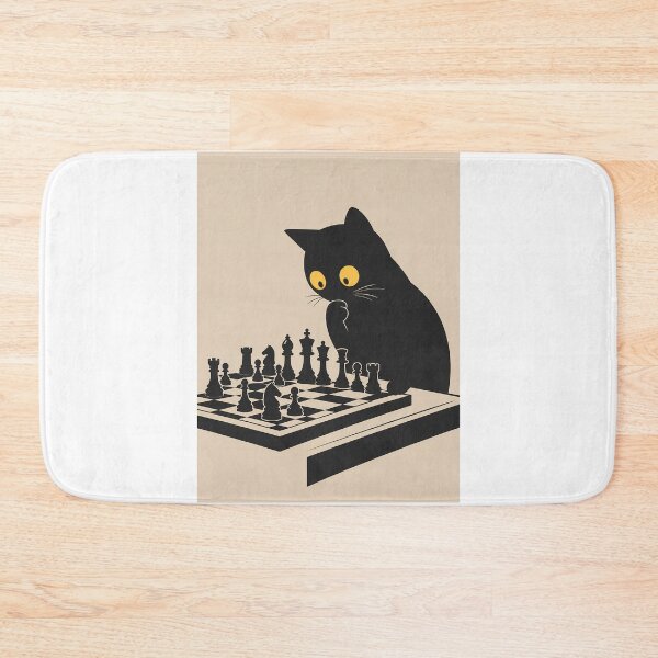 Item preview, Black Cat Playing Chess designed and sold by PurrfectHome.