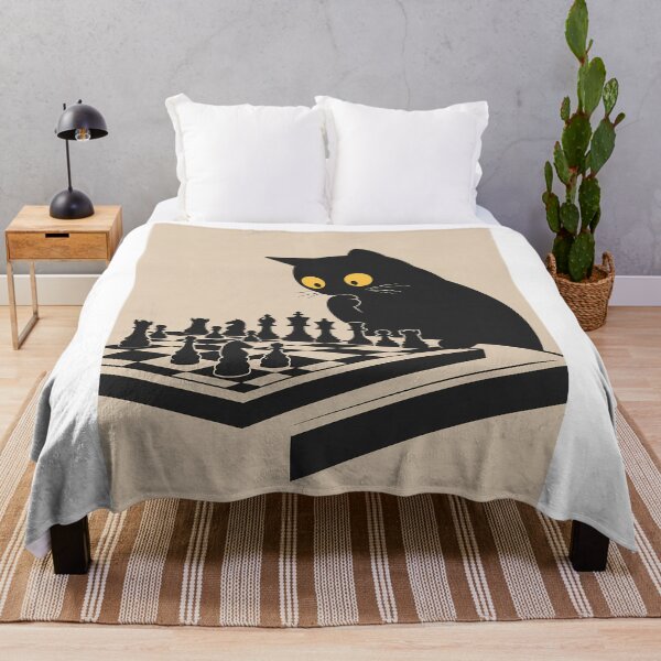 Item preview, Black Cat Playing Chess designed and sold by PurrfectHome.