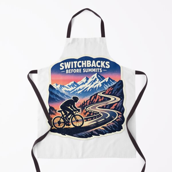 Item preview, Switchbacks Before Summits - Retro Alpine Cycling Adventure designed and sold by MustHaveVibes.