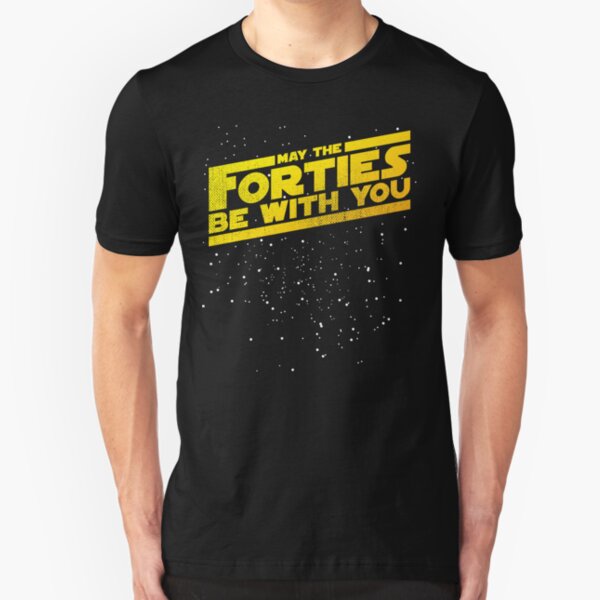 May The Forties Be With You Vintage 40th Birthday Distressed Star Illustration Slim Fit T-Shirt