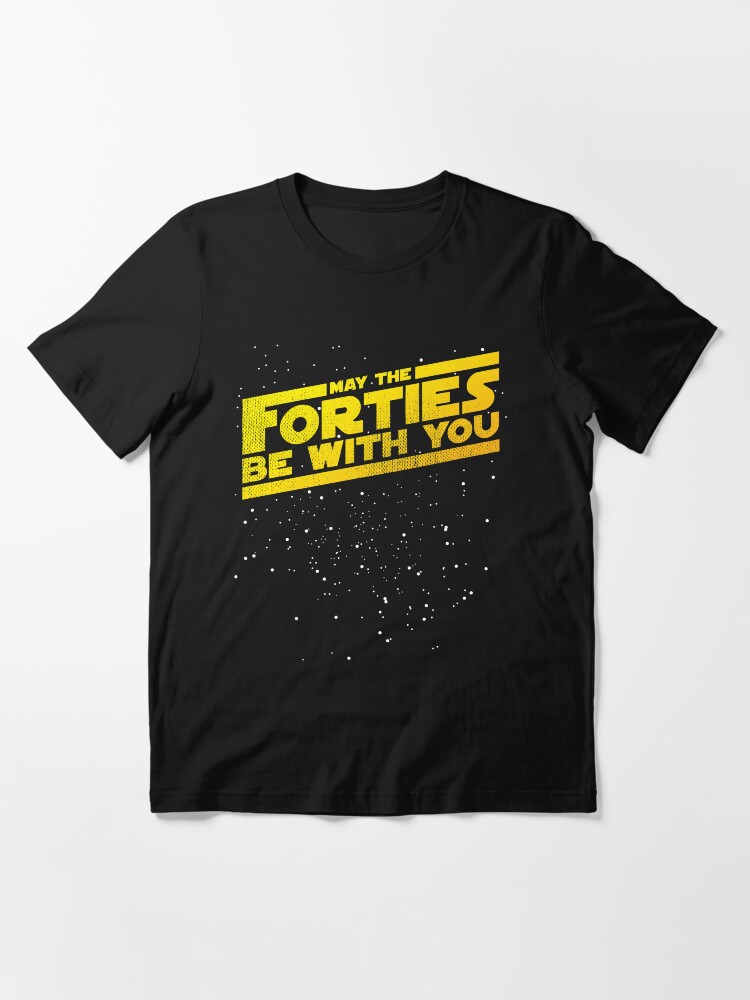 Alternate view of May The Forties Be With You Vintage 40th Birthday Distressed Star Illustration Essential T-Shirt
