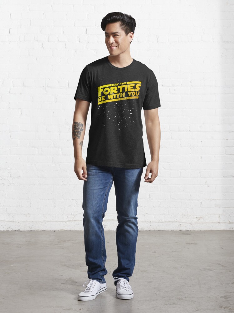 Alternate view of May The Forties Be With You Vintage 40th Birthday Distressed Star Illustration Essential T-Shirt