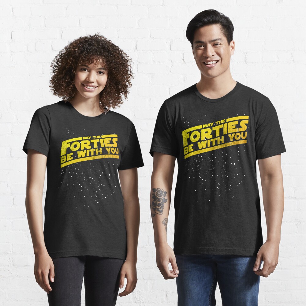 May The Forties Be With You Vintage 40th Birthday Distressed Star Illustration Essential T-Shirt