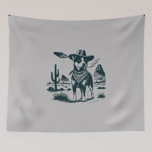 Item preview, Australian Cattle Dog Smoking with UFO Western Cowboy Dog designed and sold by FrankIsabel.