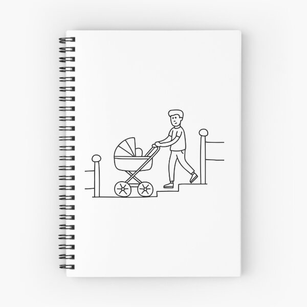 Item preview, A stroller being pushed up a hill next to a metal railing designed and sold by rasagamastore.