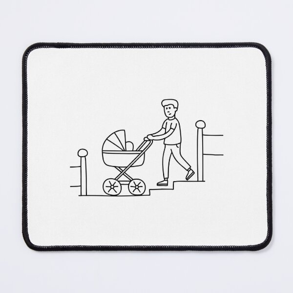 Item preview, A stroller being pushed up a hill next to a metal railing designed and sold by rasagamastore.
