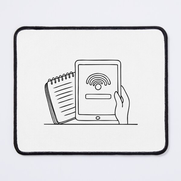 Item preview, A tablet showing software update beside an open notebook designed and sold by rasagamastore.