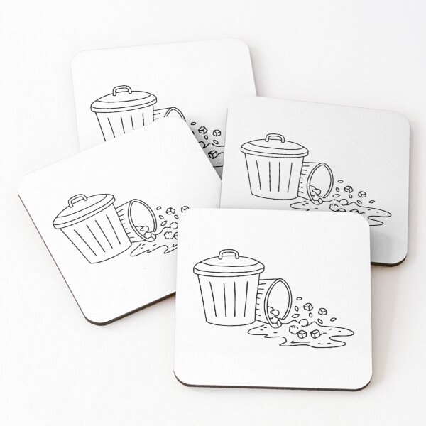 Item preview, A trash bin turned over with garbage scattered around it designed and sold by rasagamastore.
