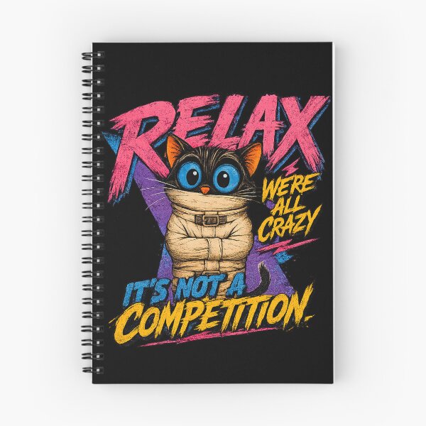 Item preview, Relax We're All Crazy Funny Cat Shirt It's Not a Competition Retro Humor Tee designed and sold by LVSMe.