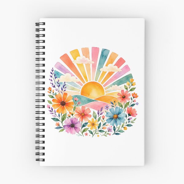 Item preview, Retro sunrise with flowers designed and sold by trendspatterns.