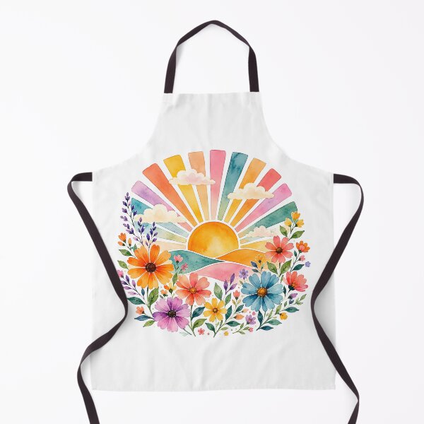 Item preview, Retro sunrise with flowers designed and sold by trendspatterns.