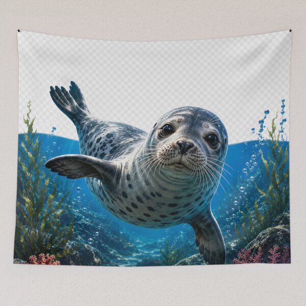 Item preview, Cute Underwater Seal Sticker Design – Realistic Ocean Wildlife Marine Animal Art with Transparent Background designed and sold by Fabrifrank.