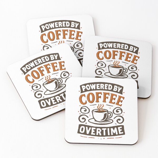 Item preview, Powered by Coffee & Overtime – Vintage Coffee Lover Retro Typography T-Shirt Design designed and sold by KAM-KAM-STORE.