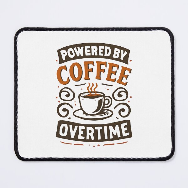 Item preview, Powered by Coffee & Overtime – Vintage Coffee Lover Retro Typography T-Shirt Design designed and sold by KAM-KAM-STORE.