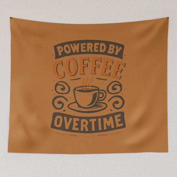 Item preview, Powered by Coffee & Overtime – Vintage Coffee Lover Retro Typography T-Shirt Design designed and sold by KAM-KAM-STORE.