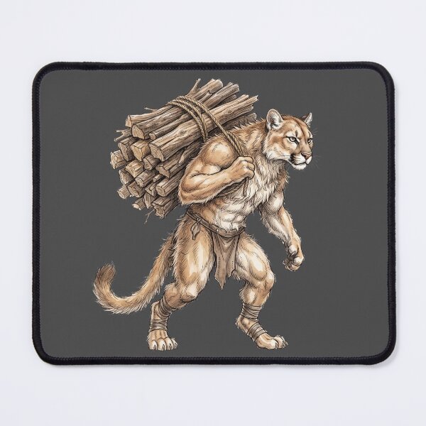Item preview, Muscular Puma Carrying Firewood Outdoor Survival Bushcraft designed and sold by BreezifyDesignStudio.