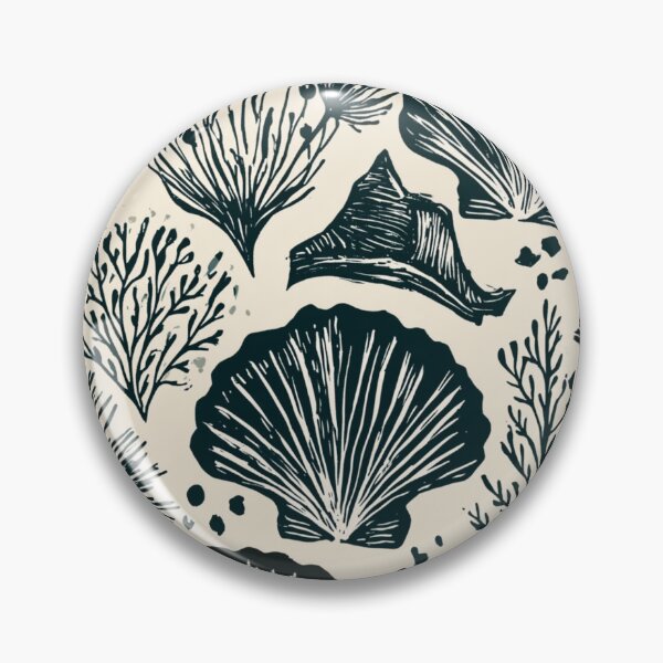 Item preview, Vintage Seashells Nautical Pattern Linocut Style designed and sold by VectorForge.