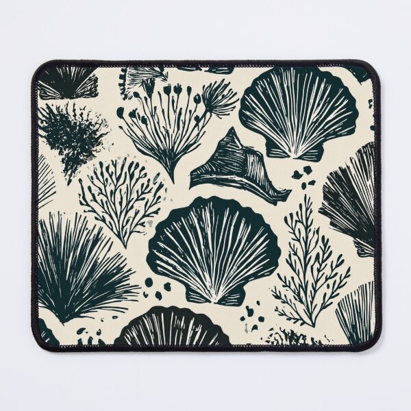 Item preview, Vintage Seashells Nautical Pattern Linocut Style designed and sold by VectorForge.
