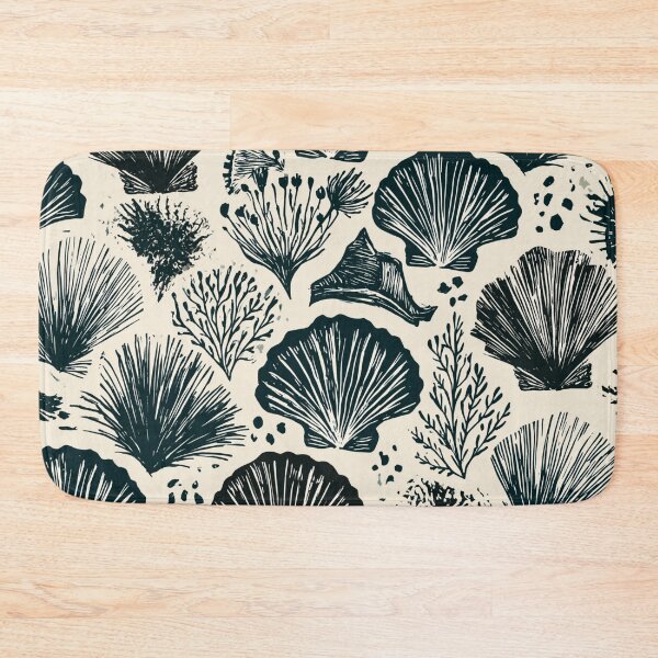Item preview, Vintage Seashells Nautical Pattern Linocut Style designed and sold by VectorForge.