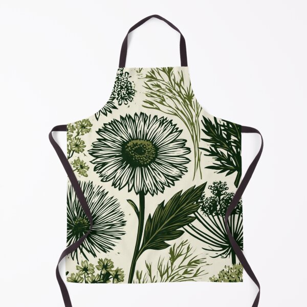 Item preview, Vintage Botanical Wildflowers Pattern Forest Green Linocut designed and sold by VectorForge.