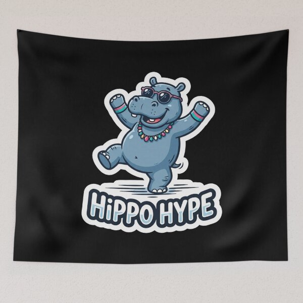 Item preview, Cool Dancing Hippopotamus Wearing Sunglasses And Beads designed and sold by Owcomm.