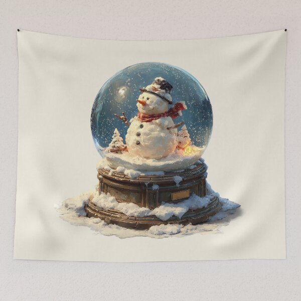 Item preview, Textured Snowman in Magical Winter Snow Globe designed and sold by colorful-white.