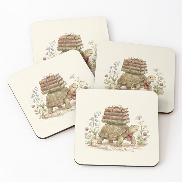 Item preview, Wise Little Turtle Carrying Books Watercolor Art designed and sold by Pasteltone.