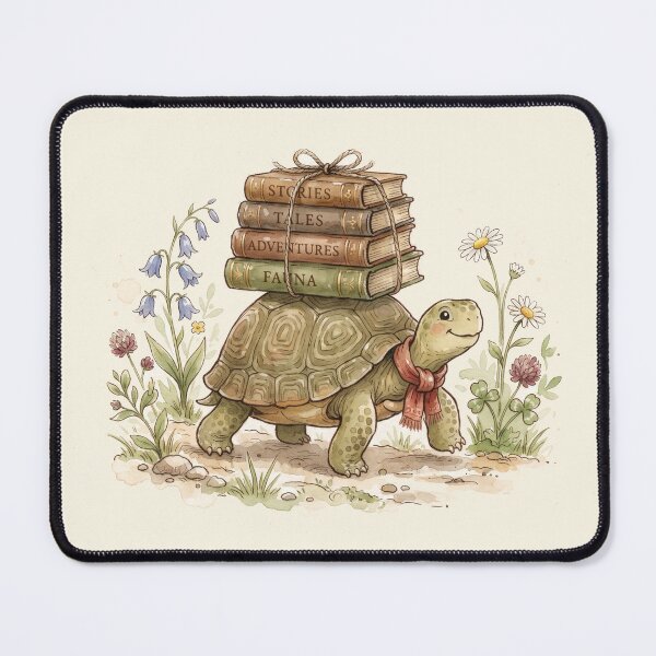 Item preview, Wise Little Turtle Carrying Books Watercolor Art designed and sold by Pasteltone.