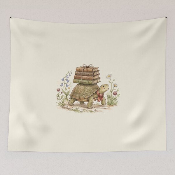 Item preview, Wise Little Turtle Carrying Books Watercolor Art designed and sold by Pasteltone.