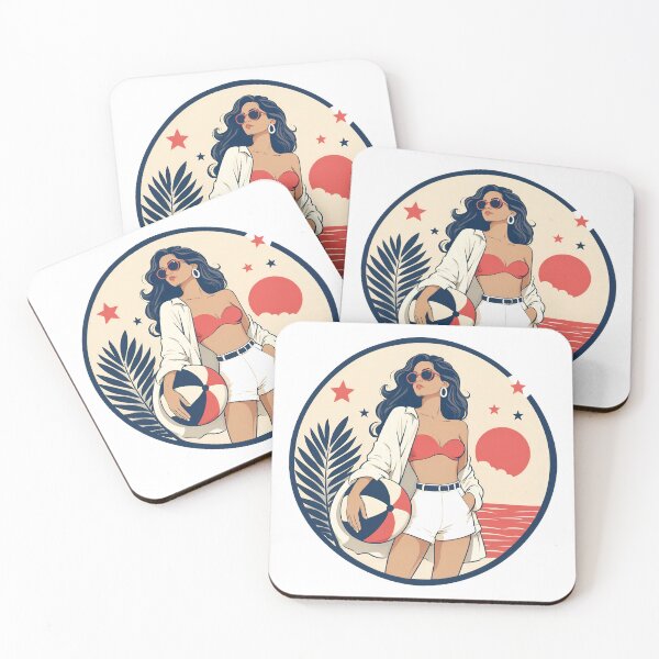 Item preview, Summer beach girl holding ball with as isolated object designed and sold by Creative88Art.
