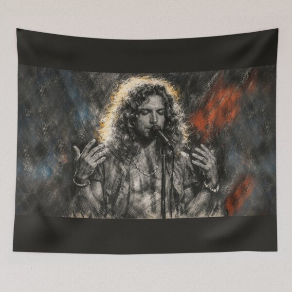 Item preview, Robert Plant Neon Charcoal Stairway Portrait designed and sold by Neo21Studio.