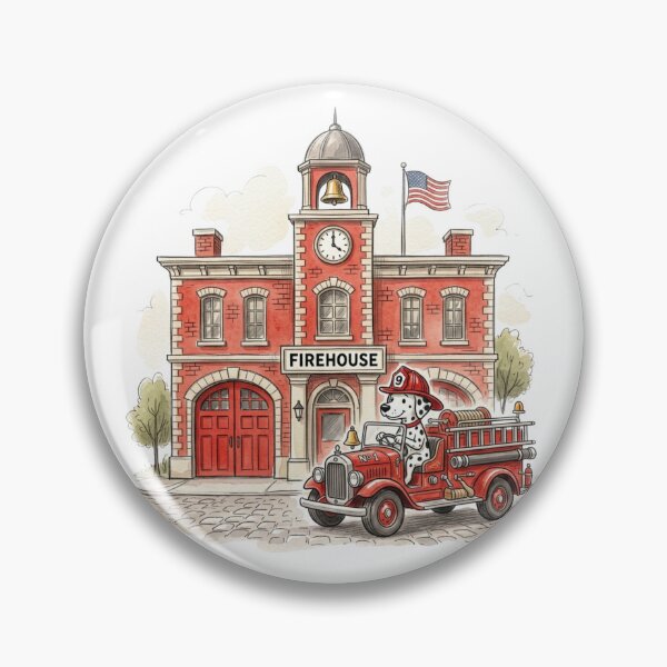 Item preview, Cute Dalmatian Firefighter Dog Driving Fire Truck Watercolor Firehouse designed and sold by raedattia.