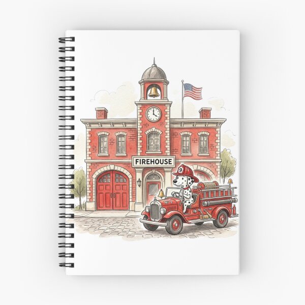 Item preview, Cute Dalmatian Firefighter Dog Driving Fire Truck Watercolor Firehouse designed and sold by raedattia.