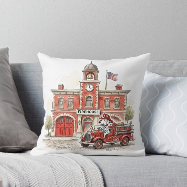 Item preview, Cute Dalmatian Firefighter Dog Driving Fire Truck Watercolor Firehouse designed and sold by raedattia.