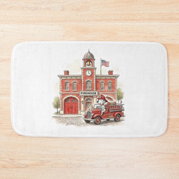 Item preview, Cute Dalmatian Firefighter Dog Driving Fire Truck Watercolor Firehouse designed and sold by raedattia.
