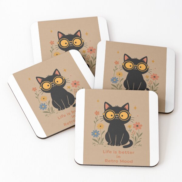 Item preview, Retro Mood Black Cat and Flowers designed and sold by PurrfectHome.