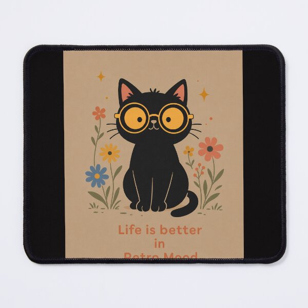 Item preview, Retro Mood Black Cat and Flowers designed and sold by PurrfectHome.