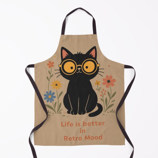 Item preview, Retro Mood Black Cat and Flowers designed and sold by PurrfectHome.