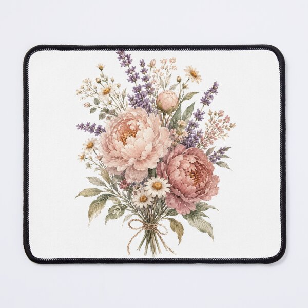 Item preview, Vintage Watercolor Peony & Lavender Floral Bouquet designed and sold by Piising.