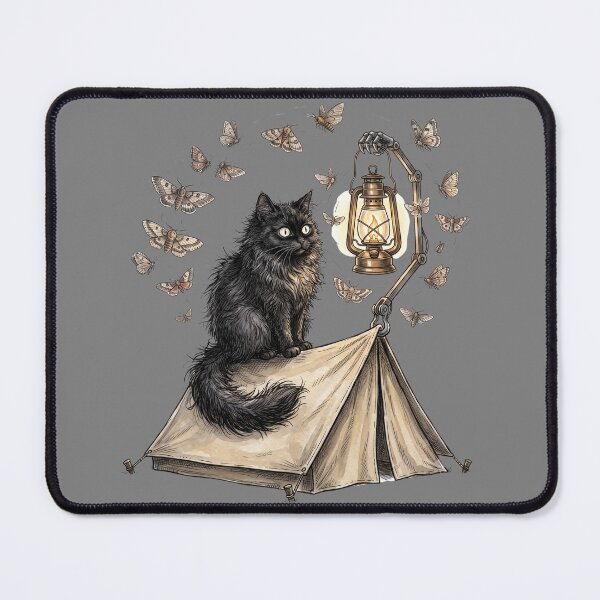 Item preview, Fluffy Black Cat Tent Lantern Night Moths Camping designed and sold by BreezifyDesignStudio.
