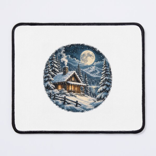 Item preview, Vintage Winter Cabin Snow Mountain Landscape Design designed and sold by NestDesigns1.