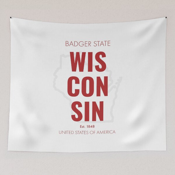 Item preview, Wisconsin, Modern Typographic Wall Art designed and sold by MarkedArtPrints.