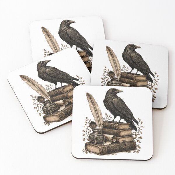 Item preview, Vintage Raven with Quill & Antique Books Sketch designed and sold by Piising.